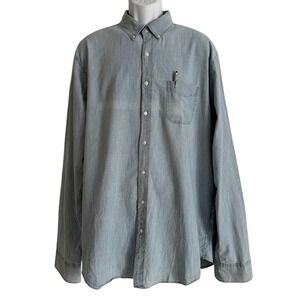 J Crew Shirt Mens Work Shirt XLT TALL Blue Denim Chambray Button Casual Preppy